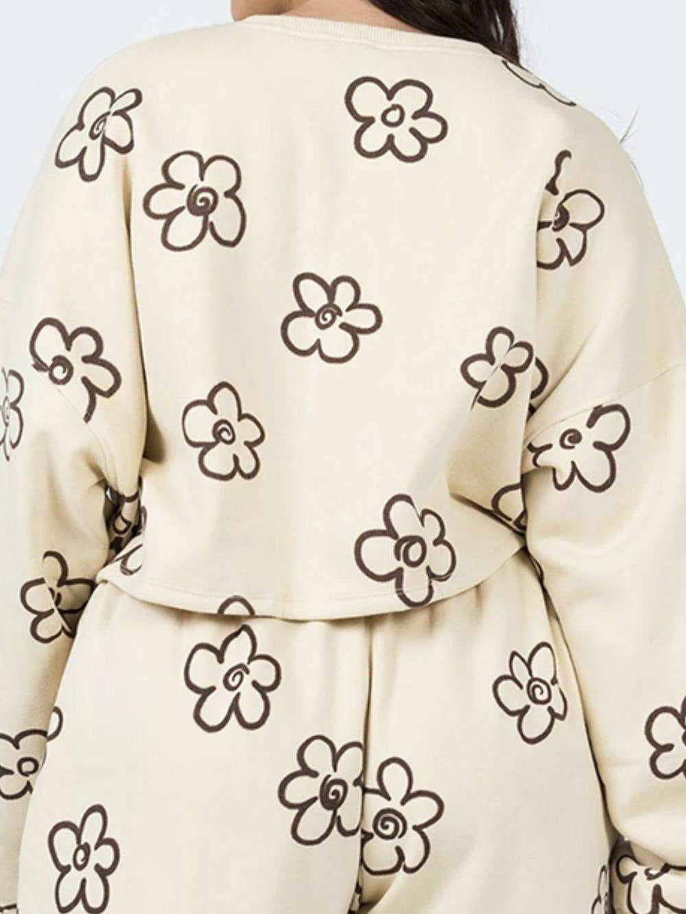 Floral Dropped Shoulder Sweatshirt and Shorts Set - Trendsi - Flyclothing LLC