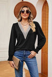Lace Detail V-Neck Lantern Sleeve T-Shirt - Trendsi - Flyclothing LLC