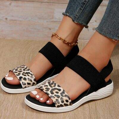 PU Leather Open Toe Low Heel Sandals - Trendsi - Flyclothing LLC
