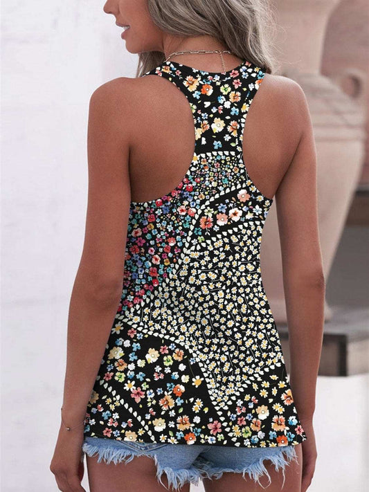 Ditsy Floral Wide Strap Tank - Trendsi - Flyclothing LLC