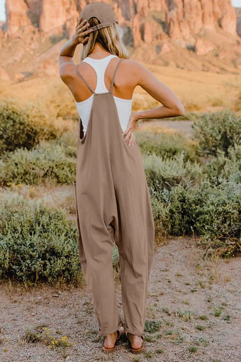 Double Take V-Neck Sleeveless Jumpsuit with Pocket - Trendsi - Flyclothing LLC