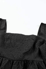 Square Neck Half Sleeve Peplum Blouse - Trendsi - Flyclothing LLC
