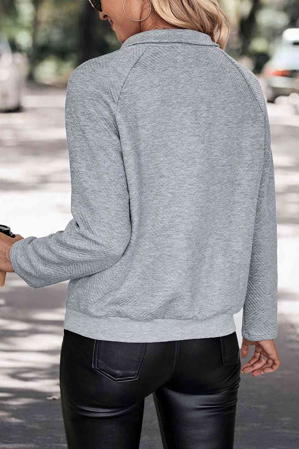 LOS ANGELES CALIFORNIA Graphic Quarter-Snap Sweatshirt - Trendsi - Flyclothing LLC