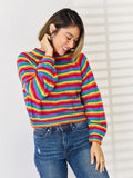 Striped Round Neck Long Sleeve Sweater - Trendsi