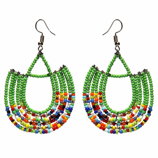 Maasai Bead Basket Dangle Earrings - Jedando