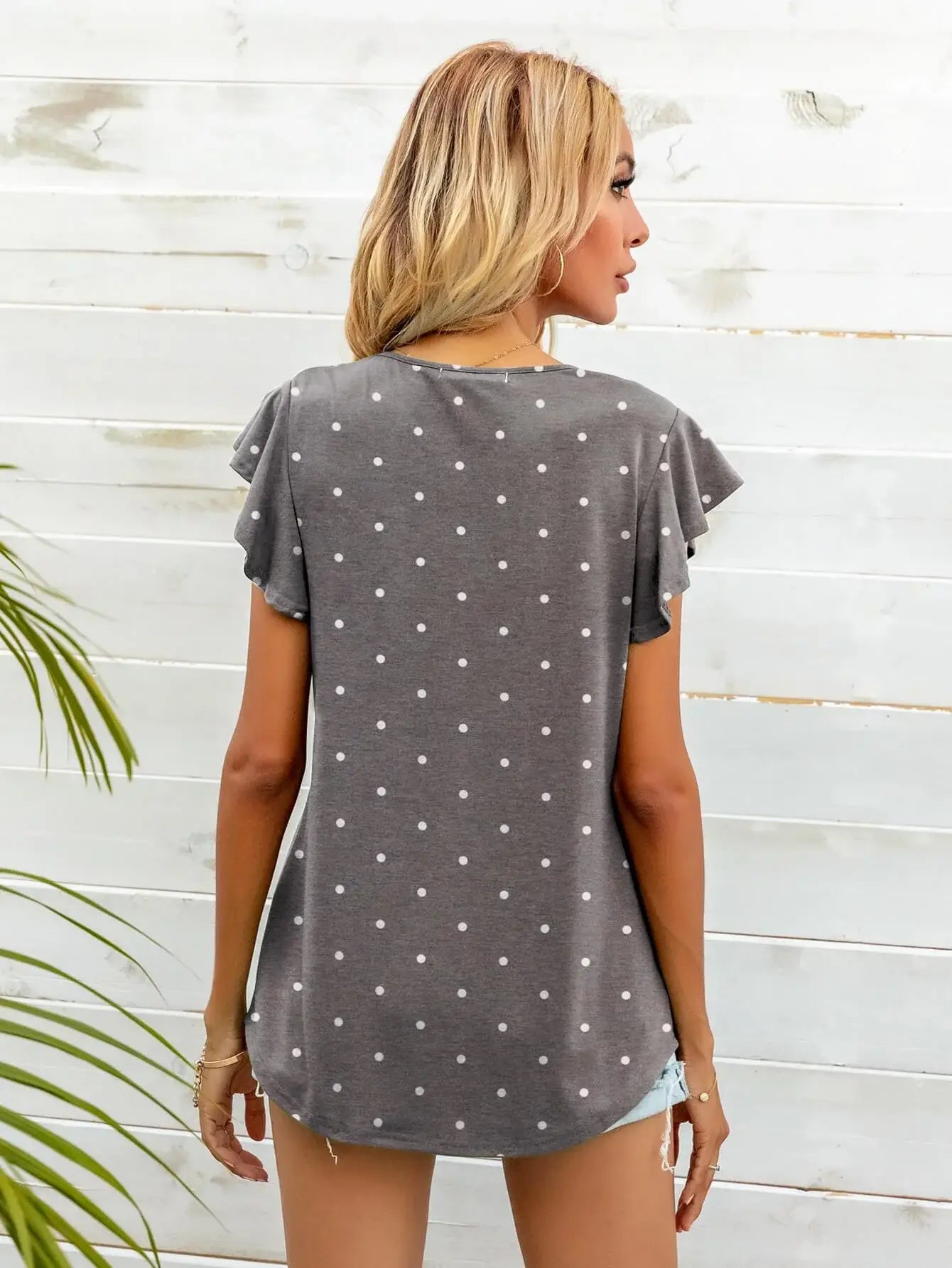 Round Neck Butterfly Sleeve Top - Trendsi - Flyclothing LLC
