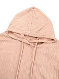 Textured Drawstring Long Sleeve Hooded Dress - Trendsi