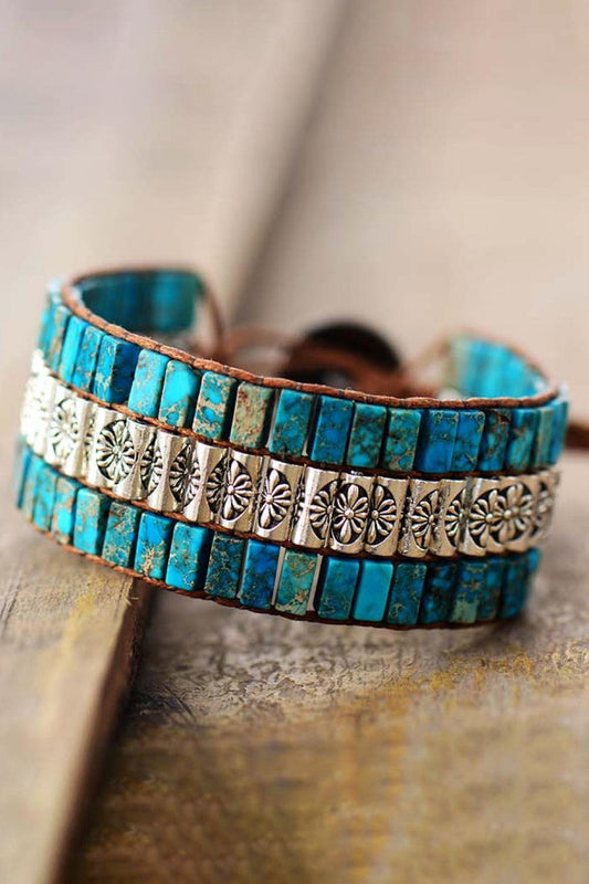 Handmade Triple Layer Natural Stone Bracelet - Trendsi