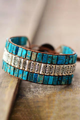 Handmade Triple Layer Natural Stone Bracelet - Trendsi