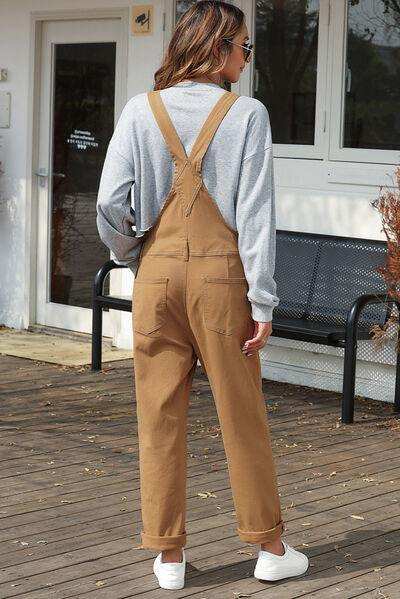Wide Strap Buttoned Straight Overalls - Trendsi - Flyclothing LLC