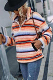 Striped Quarter Zip Dropped Shoulder Sweatshirt - Trendsi - Flyclothing LLC