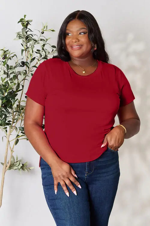 Basic Bae Full Size Round Neck Short Sleeve T-Shirt - Trendsi - Flyclothing LLC