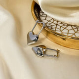 Stainless Steel Heart Lock Drop Earrings - Trendsi