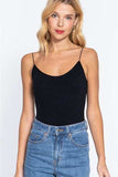 ACTIVE BASIC Ribbed Round Neck Seamless Cami Bodysuit - Trendsi - Flyclothing LLC