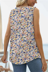 Printed Square Neck Curved Hem Tank - Trendsi