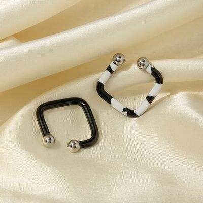 Stainless Steel Oil Drip Cuff Earrings - Trendsi - Flyclothing LLC