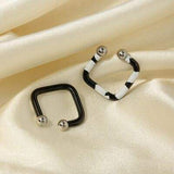 Stainless Steel Oil Drip Cuff Earrings - Trendsi - Flyclothing LLC