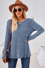 Round Neck Long Sleeve T-Shirt - Trendsi - Flyclothing LLC