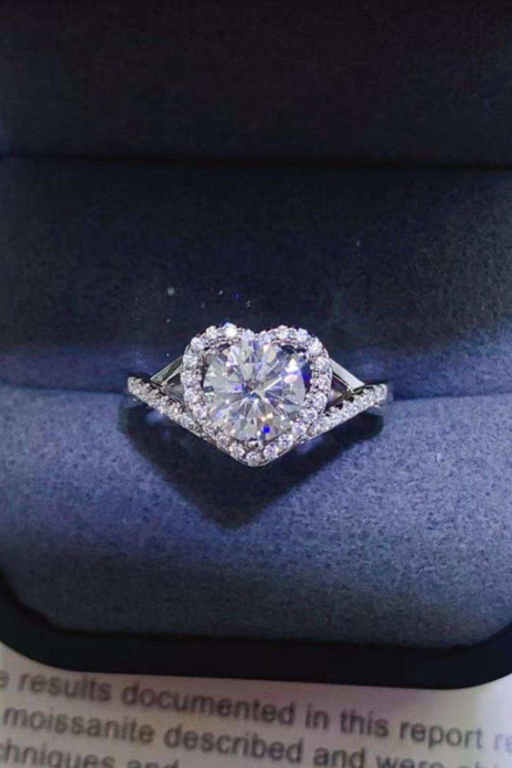 1 Carat Moissanite 925 Sterling Silver Heart Ring - Trendsi - Flyclothing LLC