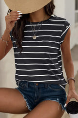 Decorative Button Round Neck T-Shirt - Trendsi - Flyclothing LLC