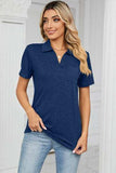 Johnny Collar Short Sleeve Blouse - Trendsi - Flyclothing LLC
