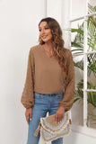 Swiss Dot Balloon Sleeve Blouse - Trendsi - Flyclothing LLC
