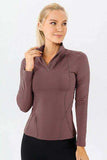 Mock Neck Quarter Zip Active T-Shirt - Trendsi - Flyclothing LLC