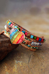 Imperial Jasper & Crystal Layered Bracelet - Trendsi