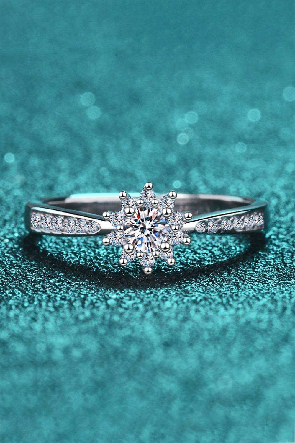 Moissanite Rhodium-Plated Snowflake Ring - Trendsi - Flyclothing LLC