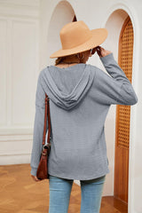 Half-Button Dropped Shoulder Hoodie - Trendsi