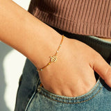 Crown Shape 18K Gold-Plated Bead Bracelet - Trendsi