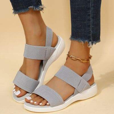 Rubber Open Toe Low Heel Sandals - Trendsi - Flyclothing LLC