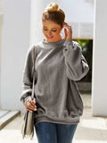 Mock Neck Dropped Shoulder Sweatshirt - Trendsi - Flyclothing LLC