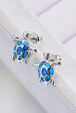 Opal Turtle Platinum-Plated Stud Earrings - Trendsi
