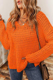 Openwork Round Neck Long Sleeve Sweater - Trendsi - Flyclothing LLC