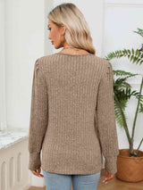 Lace Detail V-Neck Ribbed Blouse - Trendsi - Flyclothing LLC