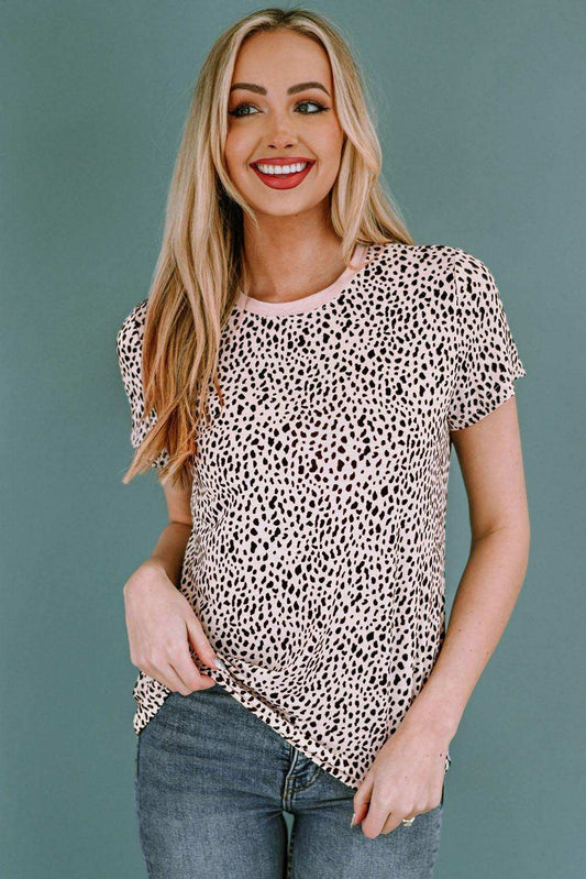Animal Print Round Neck Tee - Trendsi - Flyclothing LLC