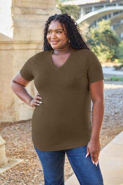 Basic Bae Full Size V-Neck Short Sleeve T-Shirt - Trendsi - Flyclothing LLC