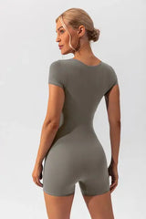 Square Neck Cap Sleeve Active Romper - Trendsi - Flyclothing LLC