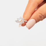 925 Sterling Silver Inlaid Zircon Hexagram Ring - Trendsi