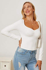 Ruched Long Sleeve T-Shirt - Trendsi - Flyclothing LLC