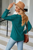 Round Neck Flounce Sleeve Blouse - Trendsi - Flyclothing LLC