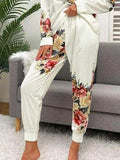 Printed Round Neck Top and Drawstring Pants Lounge Set - Trendsi - Flyclothing LLC