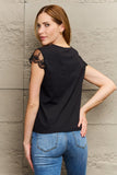 Lace Trim Cap Sleeve Blouse - Trendsi