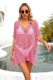 Openwork V-Neck Half Sleeve Cover Up - Trendsi - Flyclothing LLC
