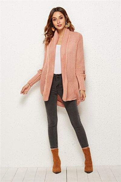 Open Front Batwing Sleeve Cardigan - Trendsi - Flyclothing LLC