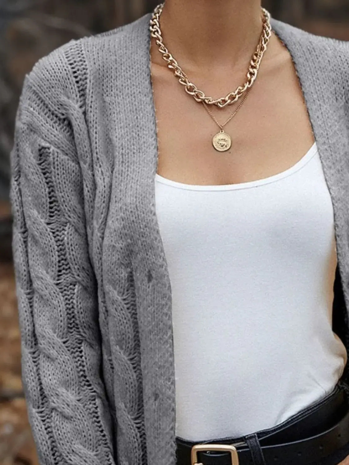 Cable-Knit Button Down Cardigan - Trendsi - Flyclothing LLC
