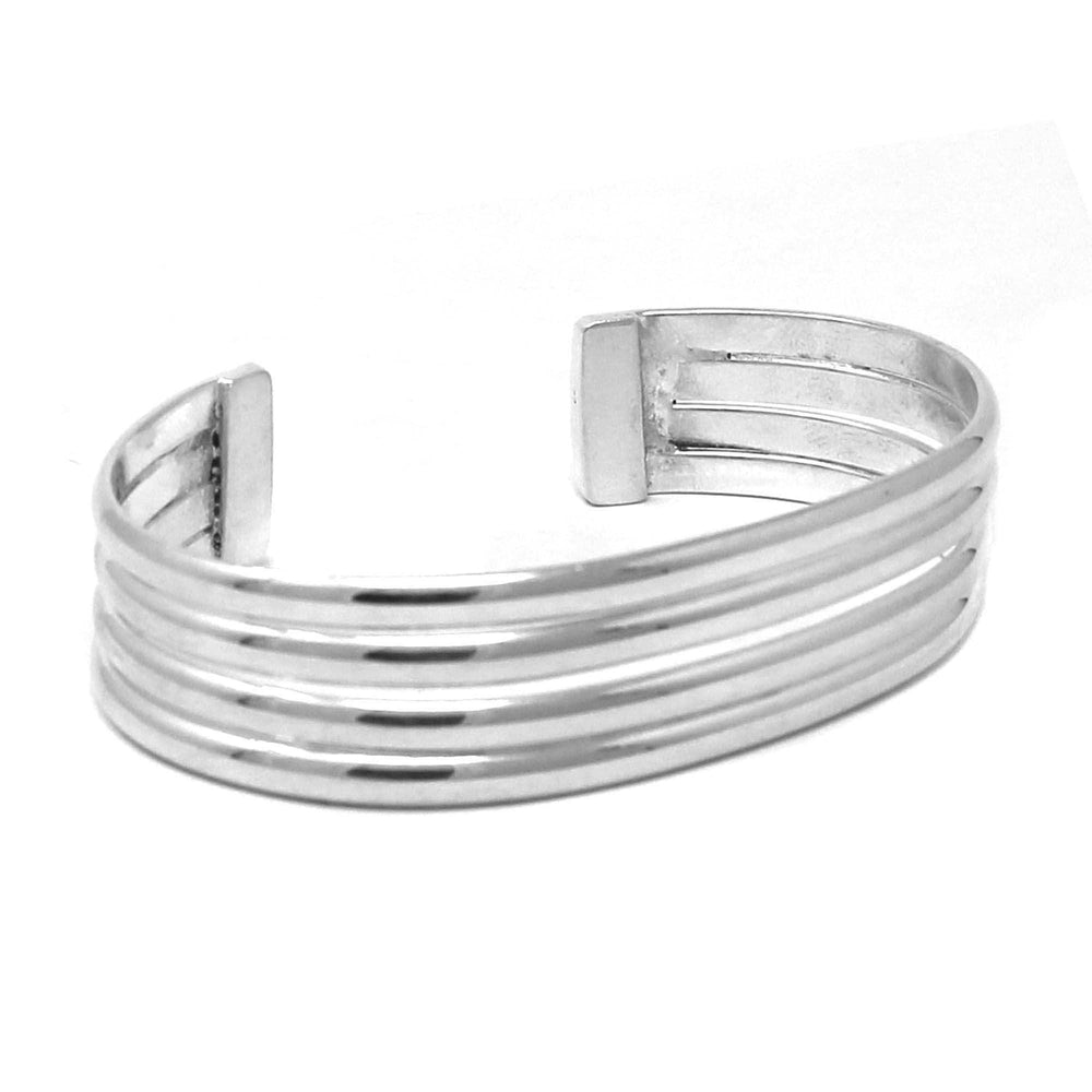 Alpaca Silver Overlay Cuff Bracelet - Four Bar Design - Artisana - Flyclothing LLC