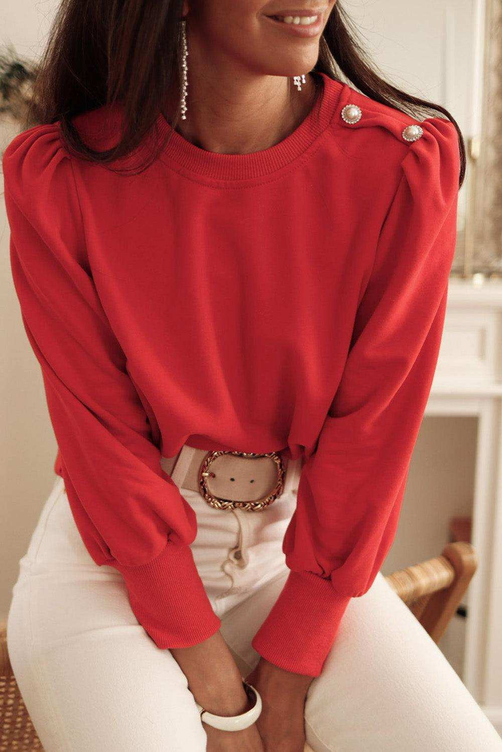 Round Neck Short Sleeve Sweatshirt - Trendsi - Flyclothing LLC