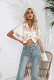 Collared Neck Short Sleeve Shirt - Trendsi - Flyclothing LLC